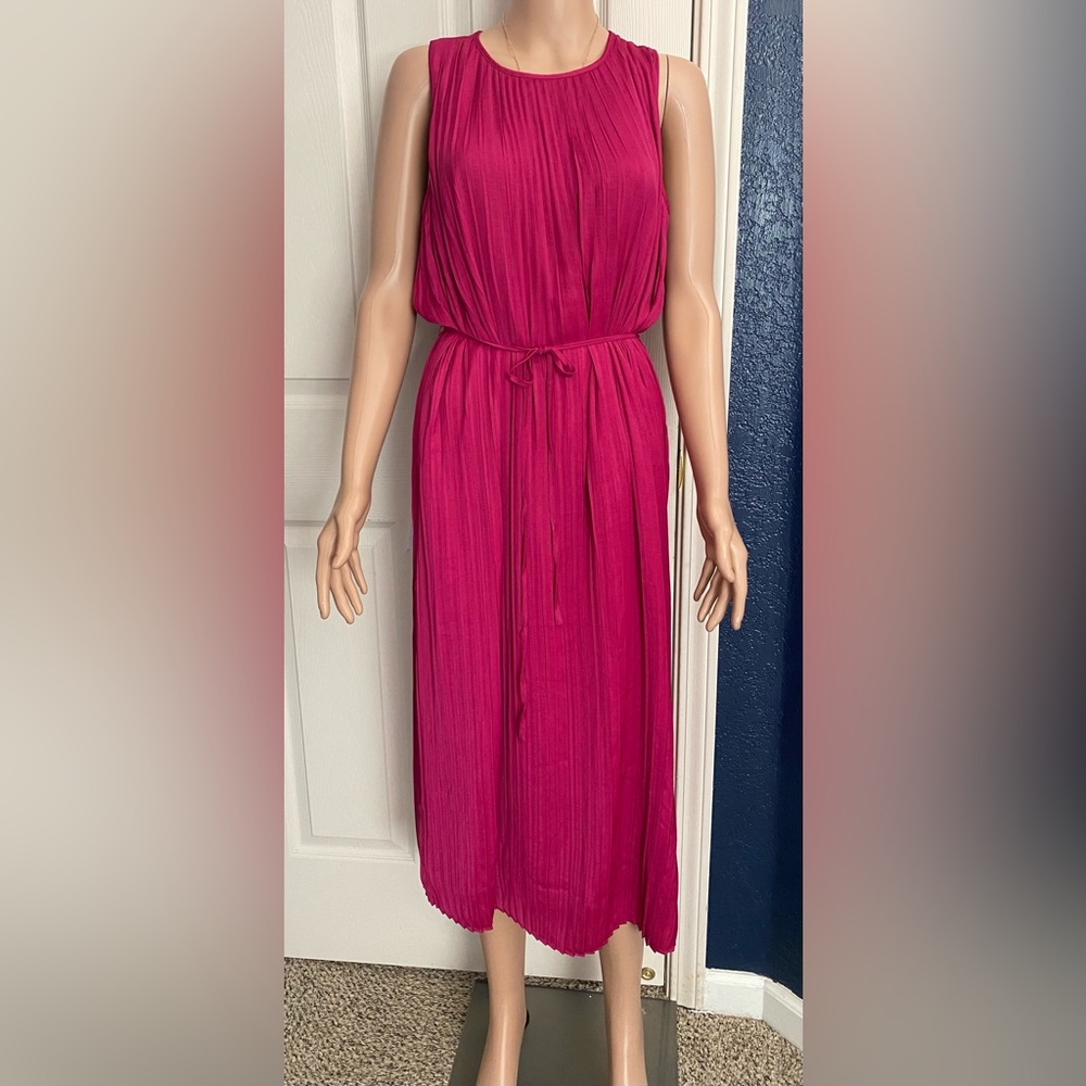 Banana Republic Fuchsia Pleated Midi Dress